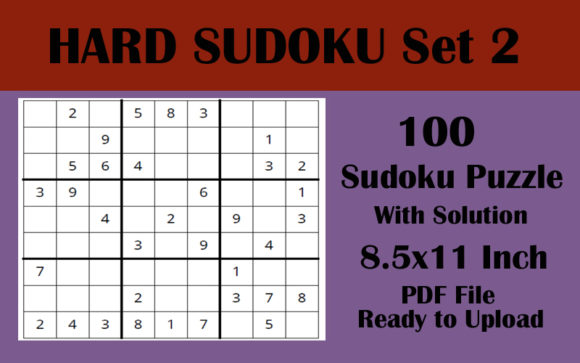 100 Hard Level Sudoku Puzzles 8.5x11 V2 KDP Interior