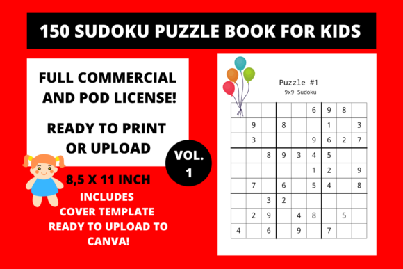 150 Sudoku Puzzle Book for Kids Vol.1: Print-Ready PDF