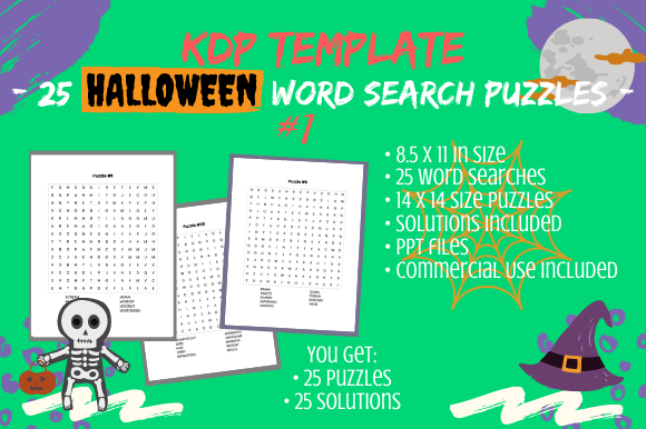 25 Halloween Word Search 14×14 Puzzles: A Versatile Resource for KDP and Creative Projects