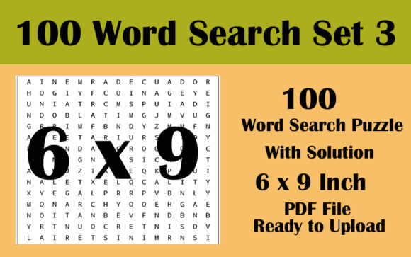 6x9 Inch 100 Word Search Puzzle Vol 3