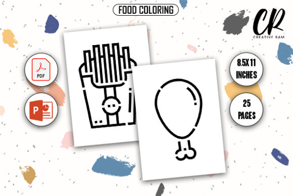 Food Coloring Book 24 Pages: KDP Ready Template
