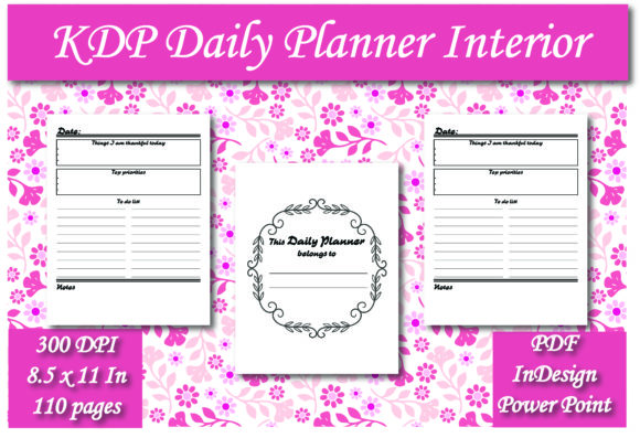 KDP Daily Planner Interior: Editable 8.5x11 Template