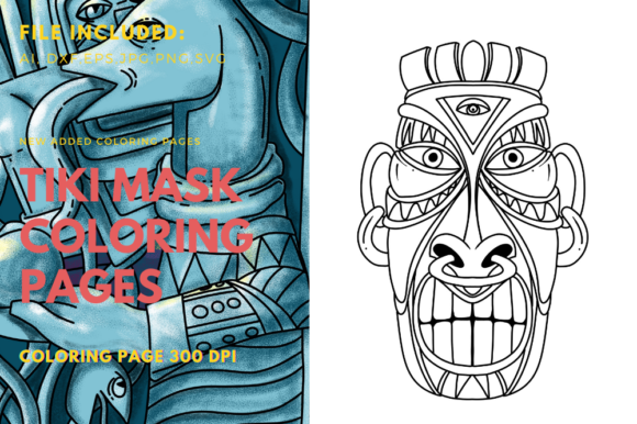 Polynesian Mask Coloring Page Assets